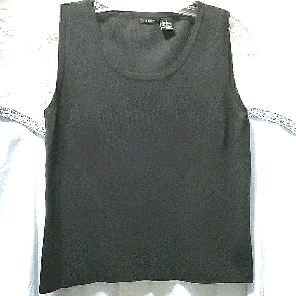 SANDRA SILK BLEND BLK SWEATER TANK SZ S